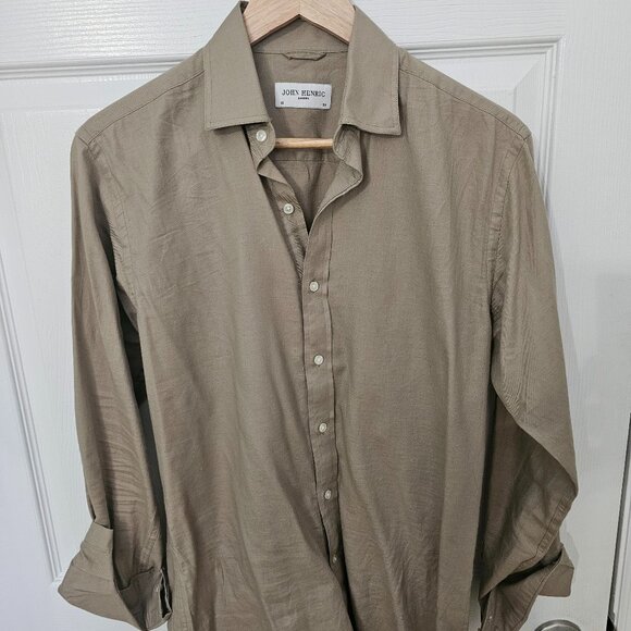 JOHN HENRIC Lightweight Shirt 15 - 38 Beige Shirts Office Work - Picture 1 of 1
